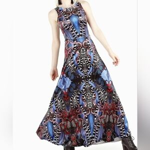 Blackmilk Snakaleidoscope Velvet Snake Print Maxi Dress Size XL